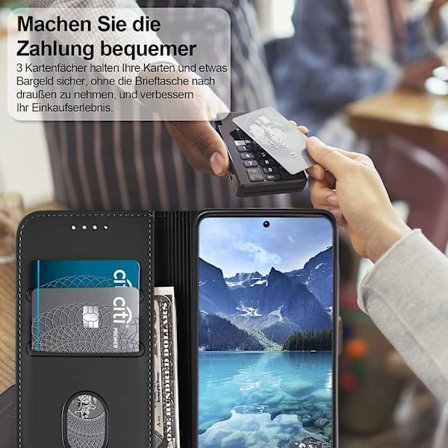 Case med magnetisk stängning i läder med kortfack Kompatibel med Samsung Galaxy A53 med stativ