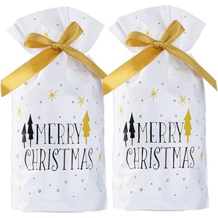 50 stk julegodteposer i plast med snøring {REN}