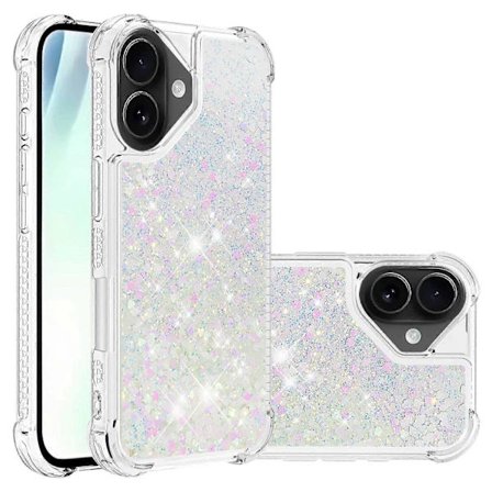 Hot tilbud til lav pris! Kompatibel med iPhone 17 TPU-cover Glitter Flydende Sand Stødsikkert Telefoncover Laser Hjerter-Glad