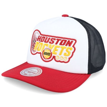 Mitchell & Ness - NBA Vit trucker Keps - Houston Rockets Globe Hwc White/Black/Red Trucker @ Hatstore