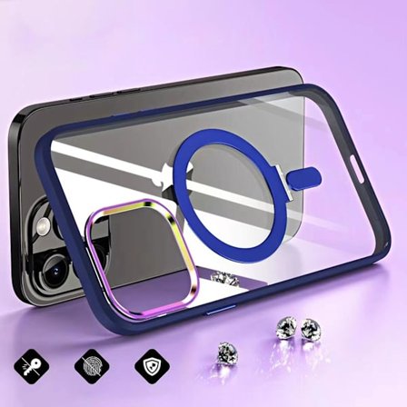 Magsafe Clear Case Kompatibel med Iphone 15 Pro Max, Mjuk TPU-ram + Hård PC Bakre cover med osynligt stativ