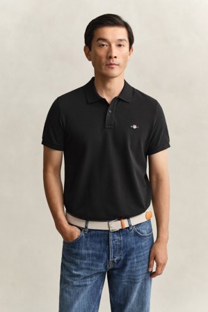 GANT Herren Slim Fit Piqué Poloshirt (XXXL) Schwarz