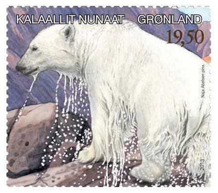 Grønland - Isbjørn / Antilope - Postfrisk frimærke