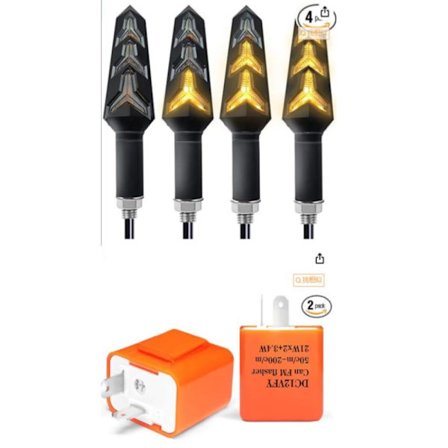 6 stk. Motorsykkel Blinklys LED Blinklys Blinkrelé