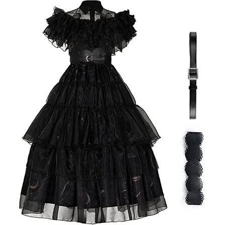 Onsdag Addams Kjole, Onsdag Addams Kostume Dansekjole Børn Voksne Piger Cosplay Festkjole Halloween