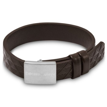 Emporio Armani Eagle Logo armband van getextureerd leer voor mannen - Leren armbanden