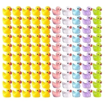 100 stk Tiny Ducks Sett Dekorasjon Realistisk Form Holdbar Harpiks Bedårende ender for julebursdagsfest Barnas dag 100 stk