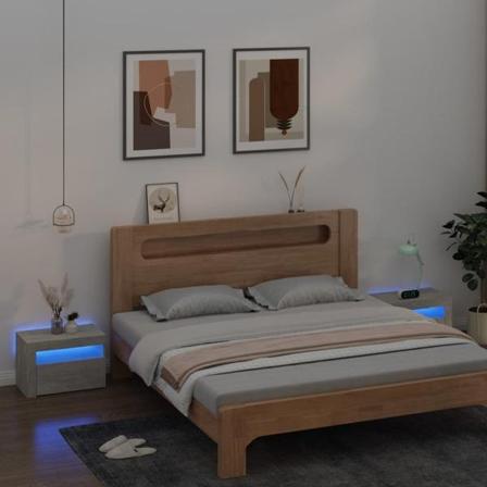 Vidaxl Sängbord 2 St Med Led-belysning Betonggrå 60x35x40 Cm Grå