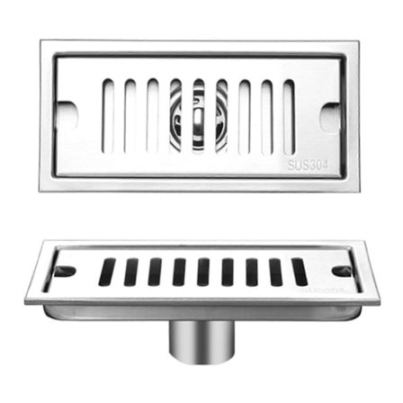 Duschbrunn Lång Rostfritt Stål Deodorant Avtagbar Golvbrunn kompatibel Badrum Hotell 20cm Mittenavlopp