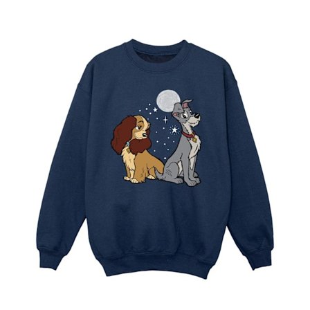 Disney Flickor Lady Och Lufsen Månskens Sweatshirt 7-8 År Marinblå