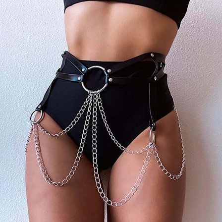 Punk Body Waist Chain Bælter Læder Belly Chains Rock Rave S