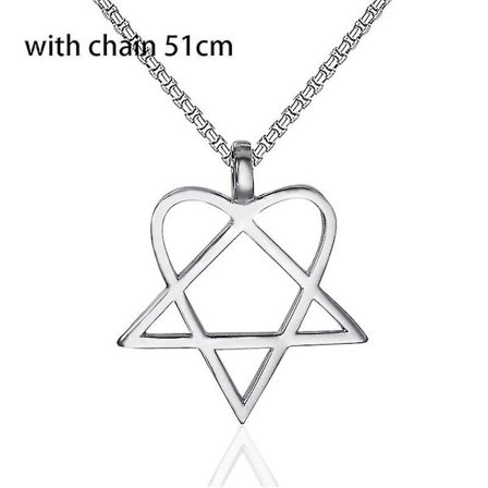 Heartagram Star Heart Him Mens Womens Stainless Steel Pendant Necklace Vintage Jewelry