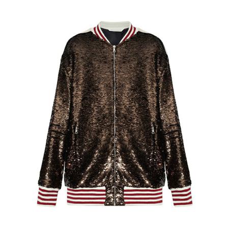 Palm Angels, Bomber jacket with sequins Bruin, Dames, Maat:S