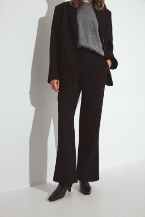 JanniDelerXNaKd Mid Waist Flared Twill Pants - Trompet bukser - Sort - EU 34