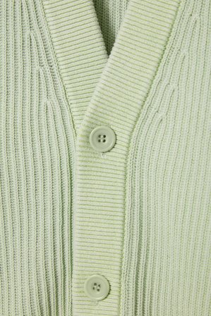 COS Men's Cardigan In Cotone Con Lavaggio Acido in Verde
