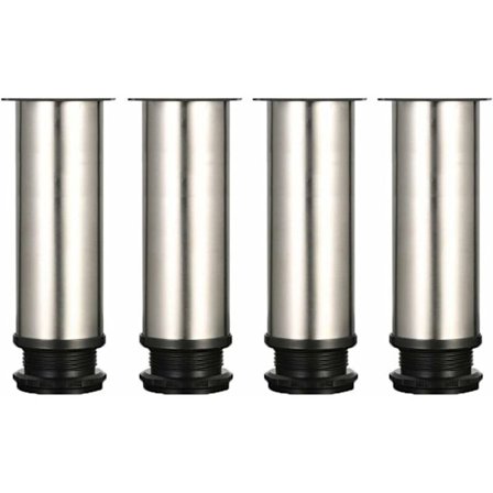 4 Justerbare Ben 150mm Højde Fortykkede Skabsben Bordben Møbelben, Børstet Rustfrit Stål, Justerbar Højde 0-15mm Leveres Med Rustfrit
