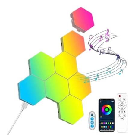 8 osaa RGB LED kuusikulmio valo Bluetooth sisä seinä valo APP kaukosäädin ohjaus yö valo
