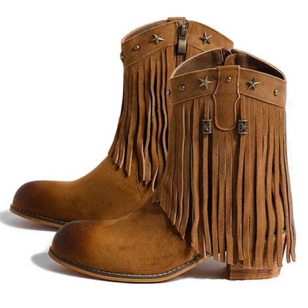 Naisten hapsu Western -saappaat, leveälestiset ratsastus cowboy-saappaat