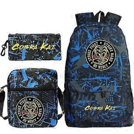3-delt sett Cobra Kai Ryggsekk Skolevesker Casual Bagpacks Trykte Sekker For Tenåringer Jenter Gutter Reisevesker (6)