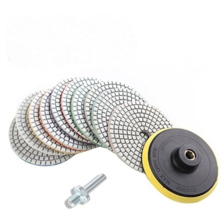 12 stk. 4" Våd & Tør Diamant Poleringsskiver til Granit, Marmor, Beton, Sten af DEBUNS