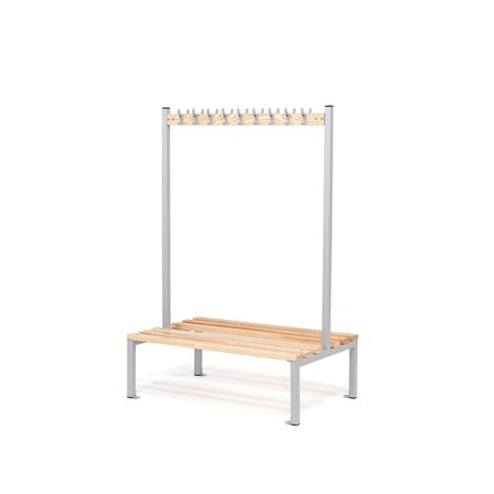 Double bench + hook rail ELITE, 18 hooks, 1200x760x1800 mm, grey