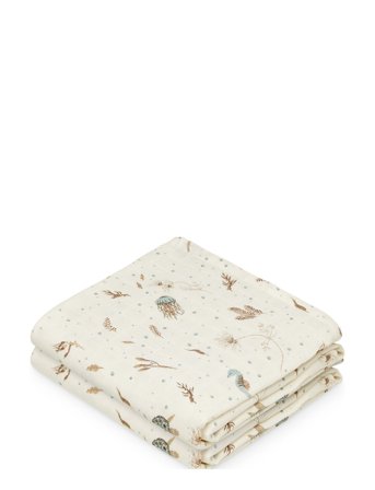 Cam Cam Copenhagen Muslin Cloth, Printed, 2-Pack - Gots - Cream - ONE SIZE