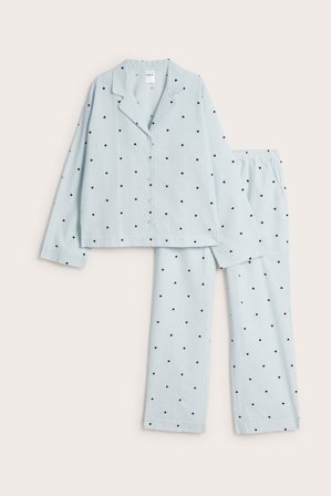 Kappahl | Pyjamas med hjärtan Ljusblå S | Ljusblå
