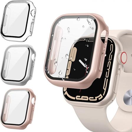 3 stk. skærmbeskyttelse kompatibel med Apple Watch Series 6/5/4/SE med hærdet glas, stødsikkert etui til iWatch 40mm 40mm Black and clear and 