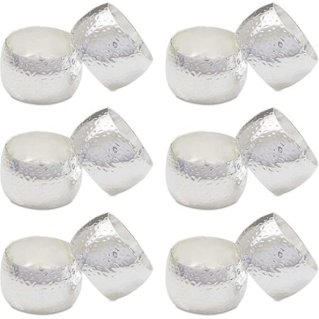 Hopeiset lautasliinarenkaat, 12 kpl, häihin, kotiin ja juhliin