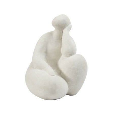 Terrakotta kvindefigur, 29x28x37cm, hvid