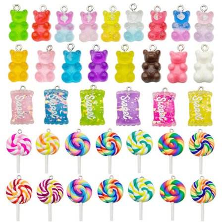 32 st blandade gummybjörn godis hartser berlocker för gör-det-själv armband halsband örhänge tillverkning
