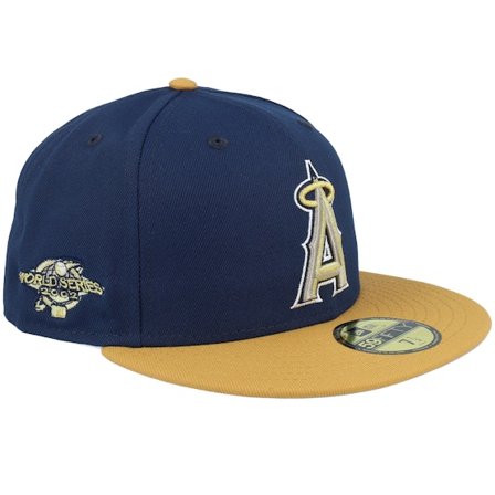 New Era - MLB Blauw fitted Cap - Los Angeles Angels Retro Rewind 59FIFTY World Series 02 Oceanside Navy/Tan Fitted @ Hatstore