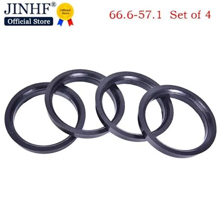 Hot salg 1 sæt 4 borehuls centerkrave 66.6-57.1mm til BILER Hub Centric Rings Bilhjul