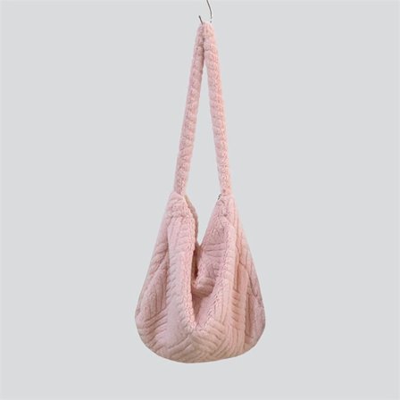 Pehmoinen raidallinen laukku Kangaskassi PINK
