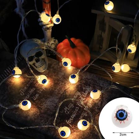 Halloween Dekoration Led Lyskæde Græskar Hoved Øjenæble Formet Lampe Kæde Trick Or Treat Lygte Horror Halloween Dag 1.5m Eyeball