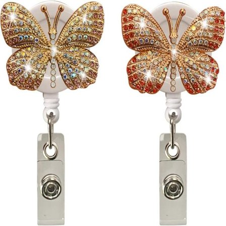 2 stk udtrækkelig nøglering Badge Holder