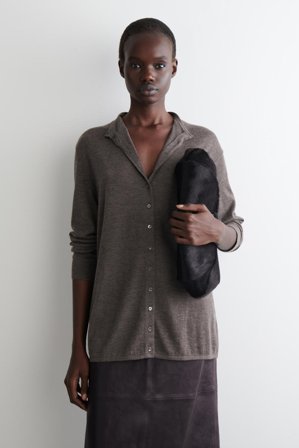 COS Femme Cardigan En Cachemire Fin in Gris