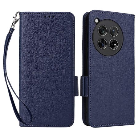 Læderetui med Litchi-tekstur og håndledsrem til OnePlus Ace 3 5G/12R 5G