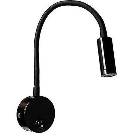 Fleksibel Arm LED Vægslampe 3W Moderne Design Sengelampe Læsning 360 Grader Blødt Lys Svanehals Sort Med Afbryder Soveværelse Kontor Hotel - Varmt 