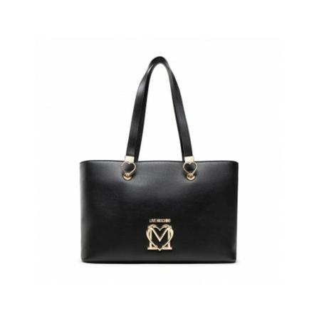 Love Moschino, Shopping bag with logo Zwart, Dames, Maat:ONE Size,leer