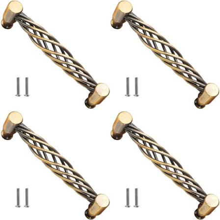 4 stk. antikke bronze skabshåndtag, vintage fuglebur skab gør