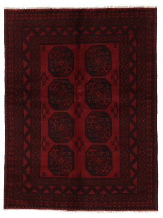 Handgeknoopt Afghan Fine Vloerkleed 145X193 Zwart