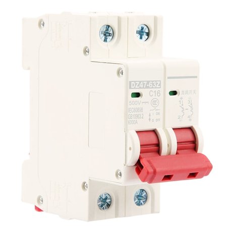 2P DC 500V 16A Mini MCB Sikkerhedsafbryder DZ47-63Z-2P