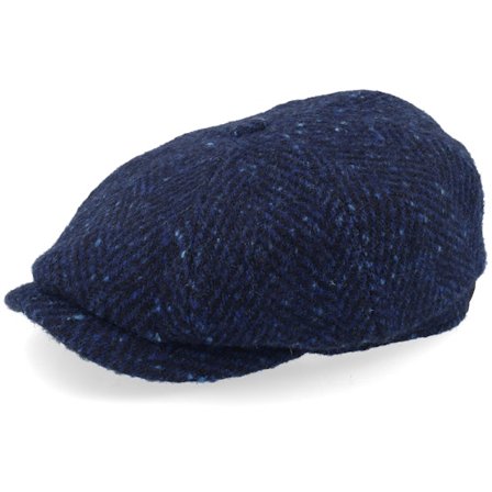 Stetson - Modrá flatcap Kšiltovka - Hatteras Herringbone Dark Blue Herringbone Flat Cap @ Hatstore