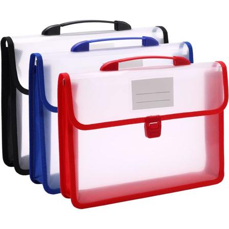 4 Popper Wallet Plastikmappe Polylommer Konvolut, Udvidende Filmapper med Knap & Bærbar Håndtag, Vandafvisende Dokumentarrangør Busi