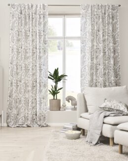 Yhdistelmänauhaverho Paisley-kuviollinen 2/pak beige