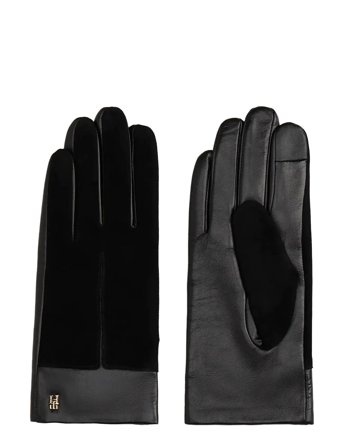 Tommy Hilfiger Th Suede Leather Gloves - Black - M/L