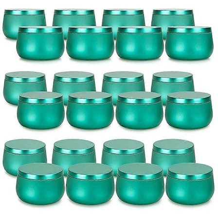 Lysdåse 24 stk., 8Oz, 3 farvede lysbeholdere, Lysglas til lysfremstilling, DIY lysdåsesæt, grøn