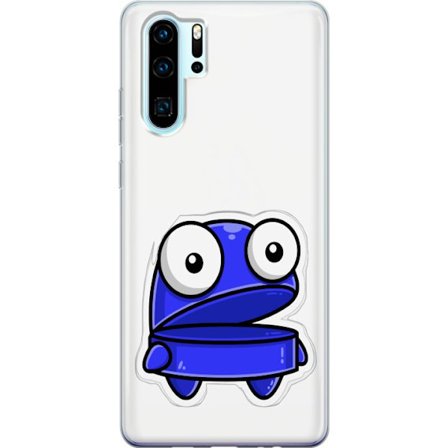 Kompatibel Mobilcover til Huawei Huawei P30 Pro Blå tegneseriefigur med åbent udtryk og store øjne i sjov illustration