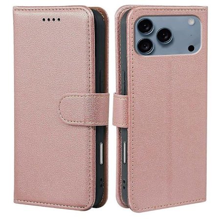 iPhone 17 Pro -puhelimen suojakotelo, RFID-suojattu lompakkomalli, litsirakeinen nahkainen suojakotelo magneettisella sulkimella